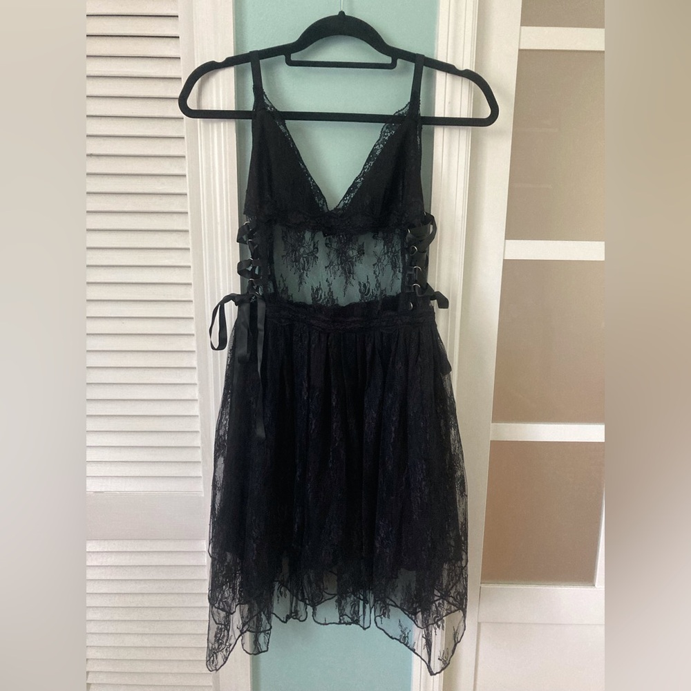 Lacy Lace-Up Goth Summer Dress